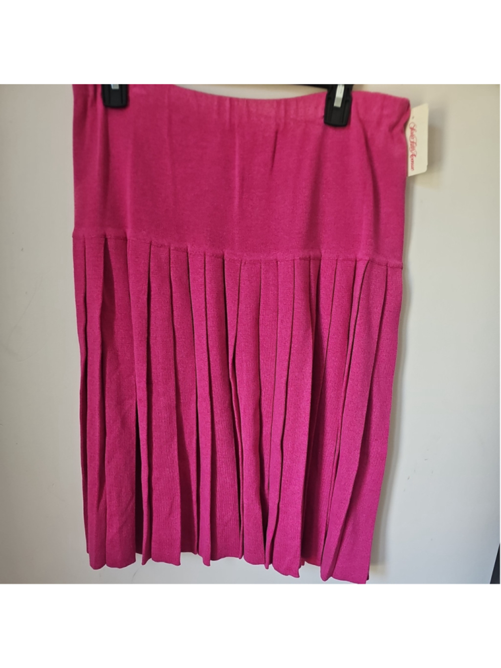 VTG Saks Fifth Avenue Pink Pleated sweater Skirt Sz L 32”W X 24”L X 40” Hips